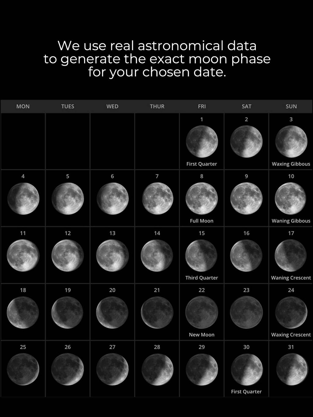 Personalized Coordinates Bar Necklace with Real Moon Phase , 4-Side Engraving