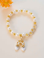 Personalized Pearl Ballet Bracelet: Custom Name, Ballerina Gift