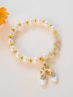 Personalized Pearl Ballet Bracelet: Custom Name, Ballerina Gift