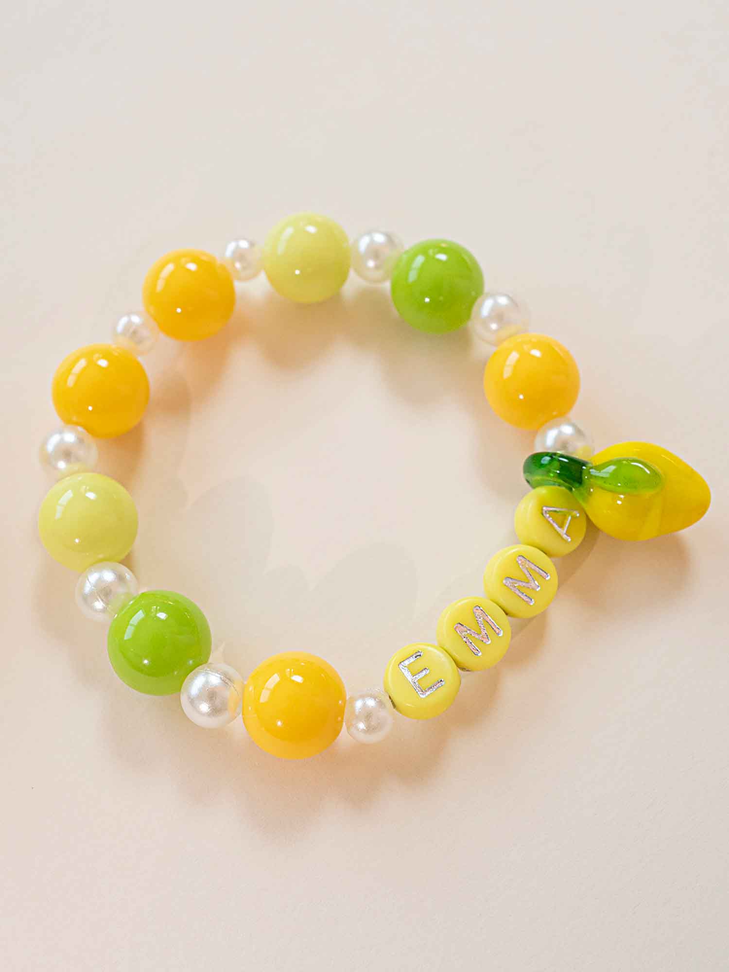 Personalized Lemon Name Bracelet | Custom Beaded Jewelry
