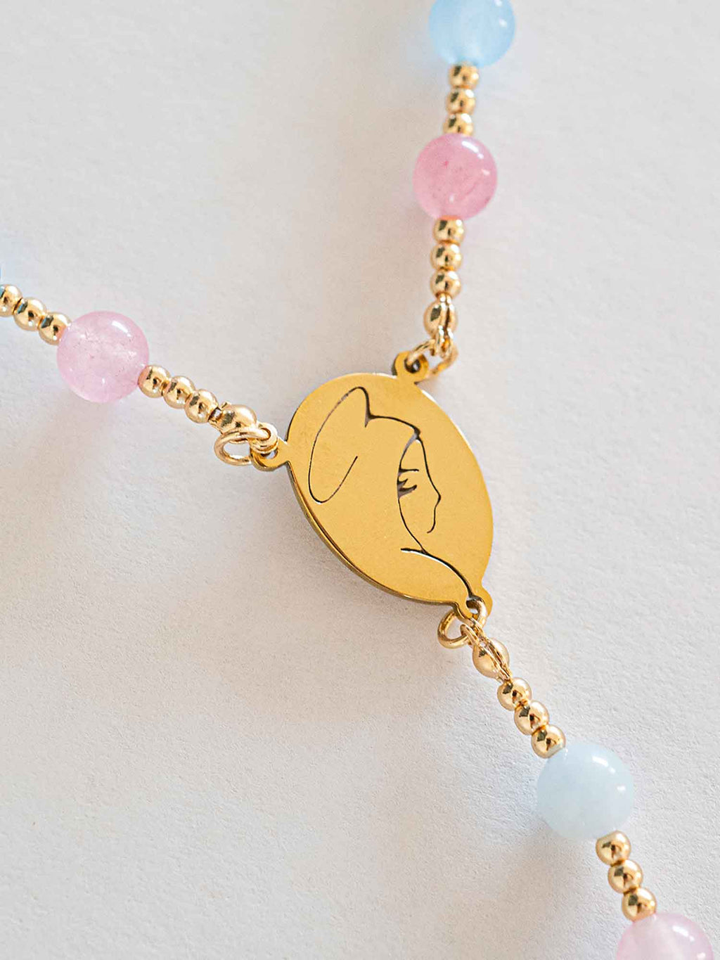 Personalized First Communion Rosary Necklace: Custom Name Beads with Virgin Mary Charm