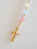 Personalized First Communion Rosary Necklace: Custom Name Beads with Virgin Mary Charm