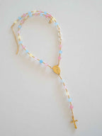 Personalized First Communion Rosary Necklace: Custom Name Beads with Virgin Mary Charm