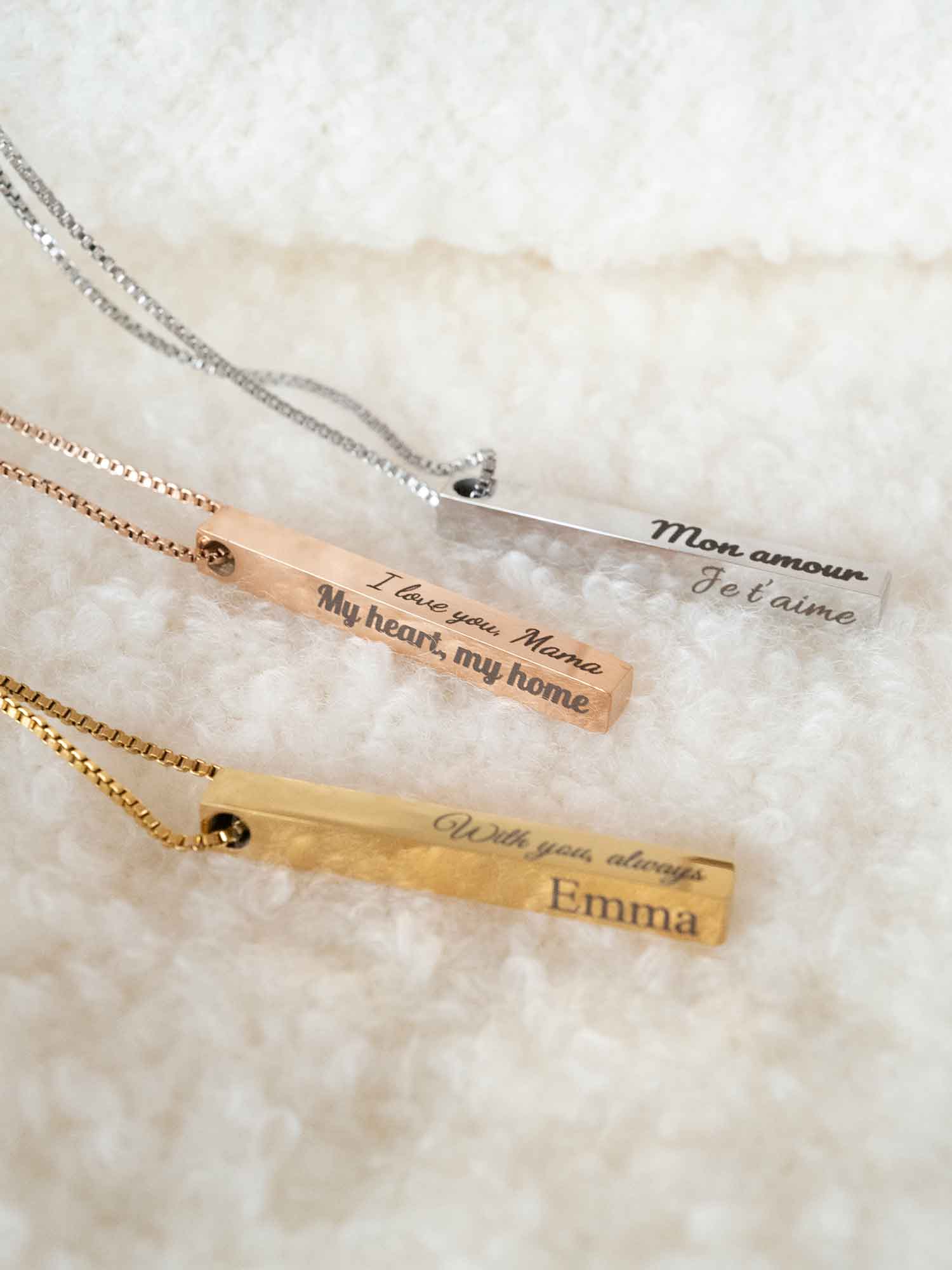 Personalized Engraved Bar Necklace | Custom Name or Coordinates Gift Keepsake