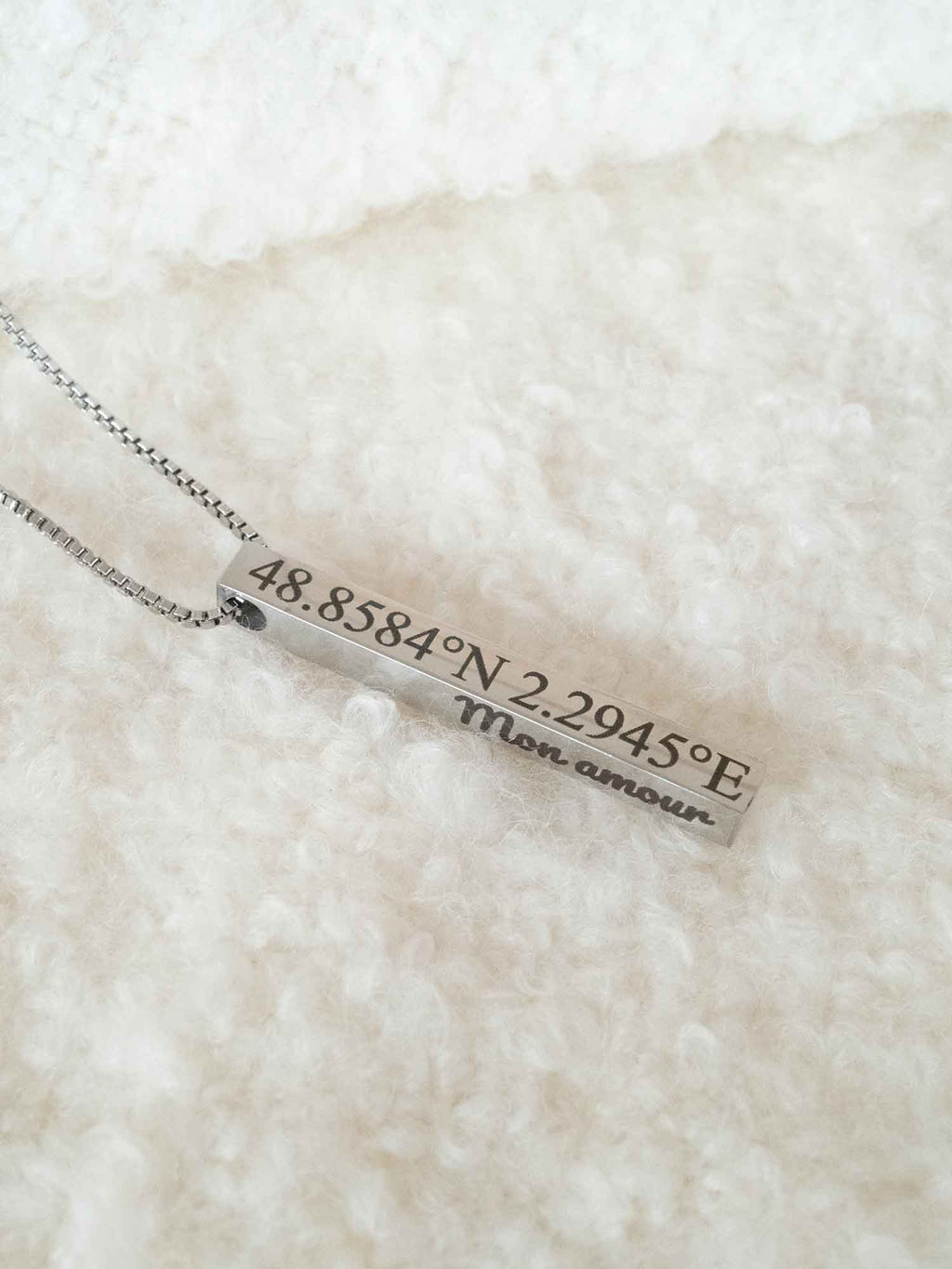 Personalized Engraved Bar Necklace | Custom Name or Coordinates Gift Keepsake