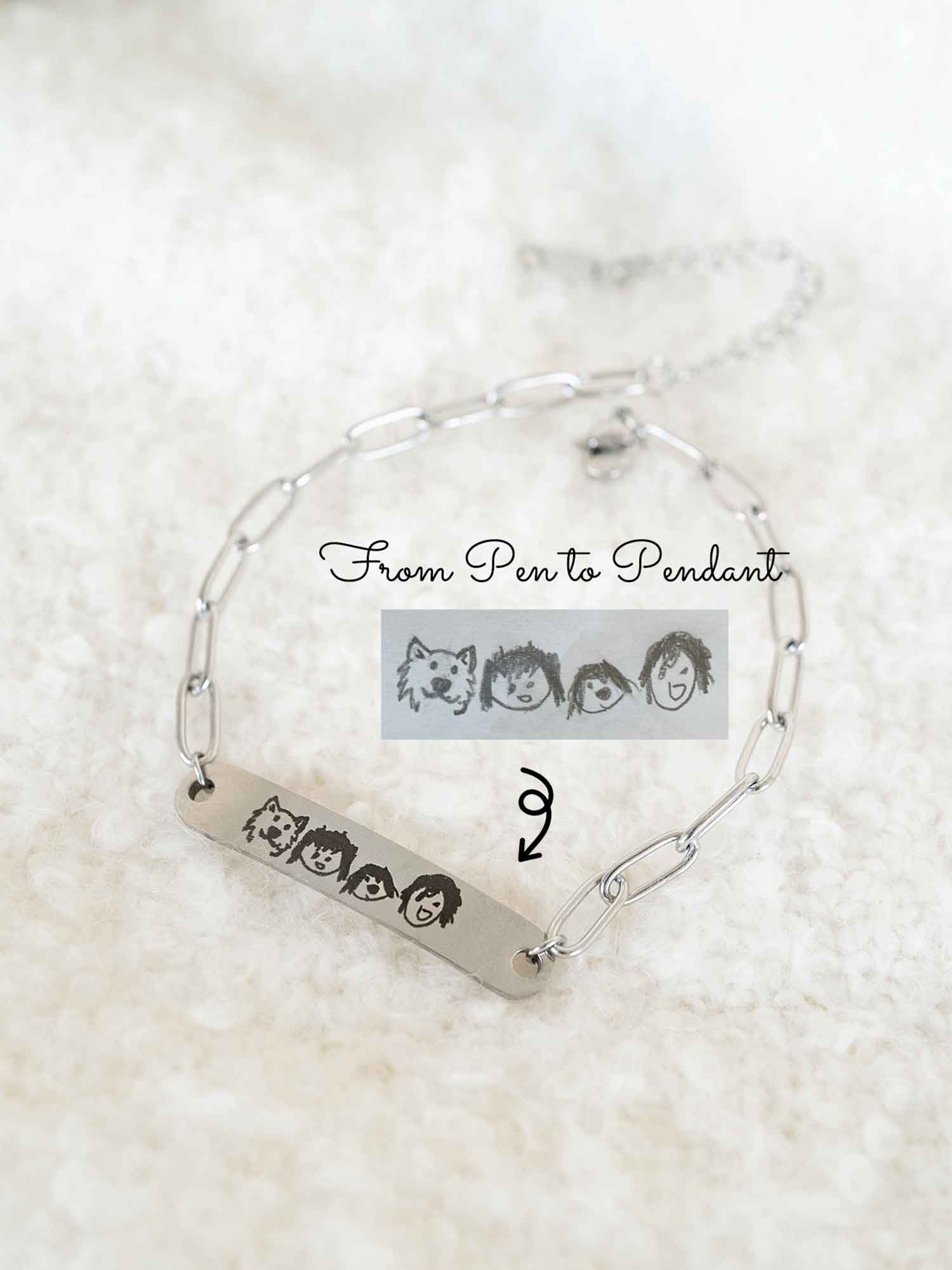 Custom Handwriting Bracelet | Personalized Drawing or Signature Jewelry