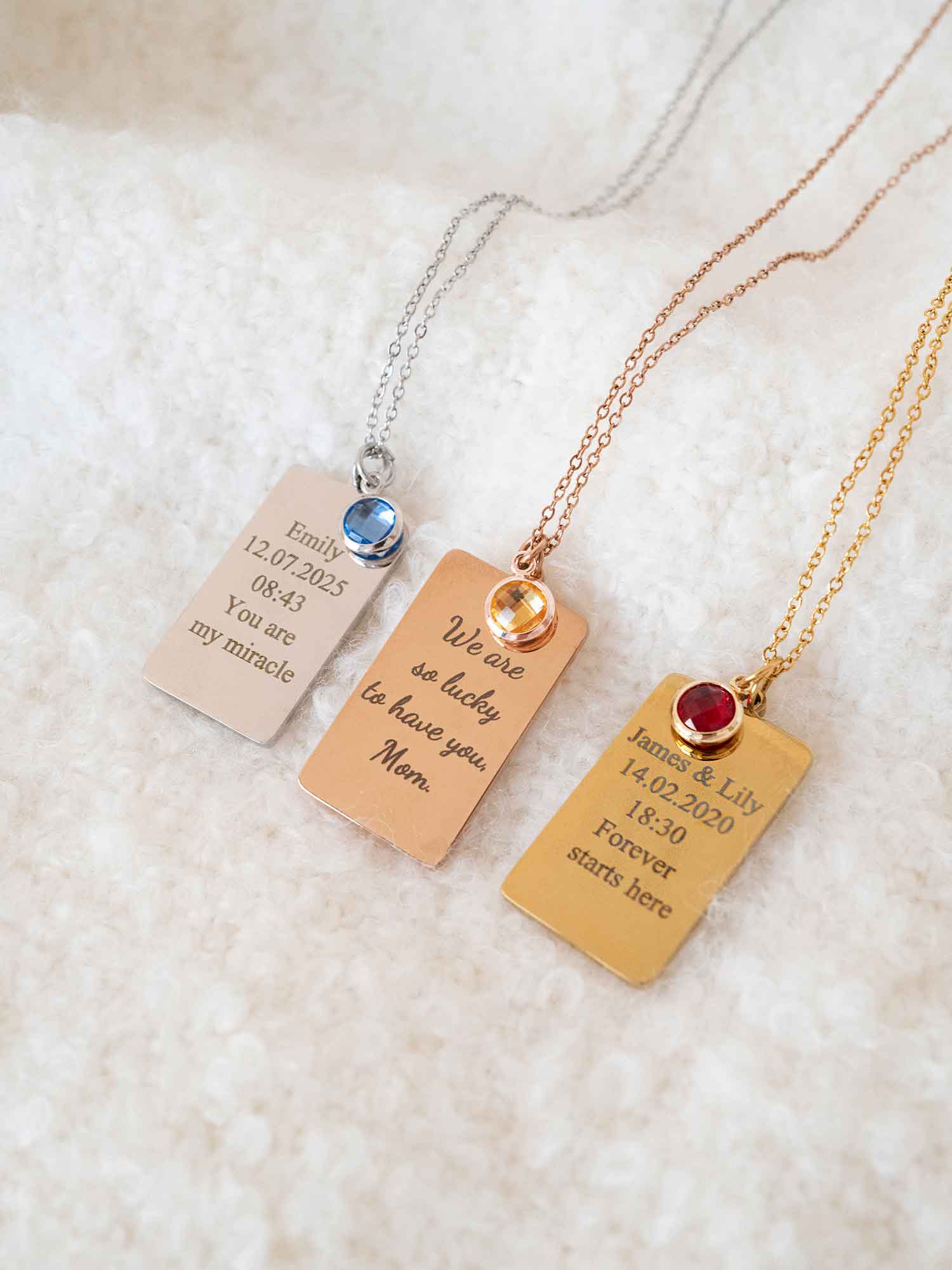 Personalized Birthstone Necklace: Custom Engraved Pendant