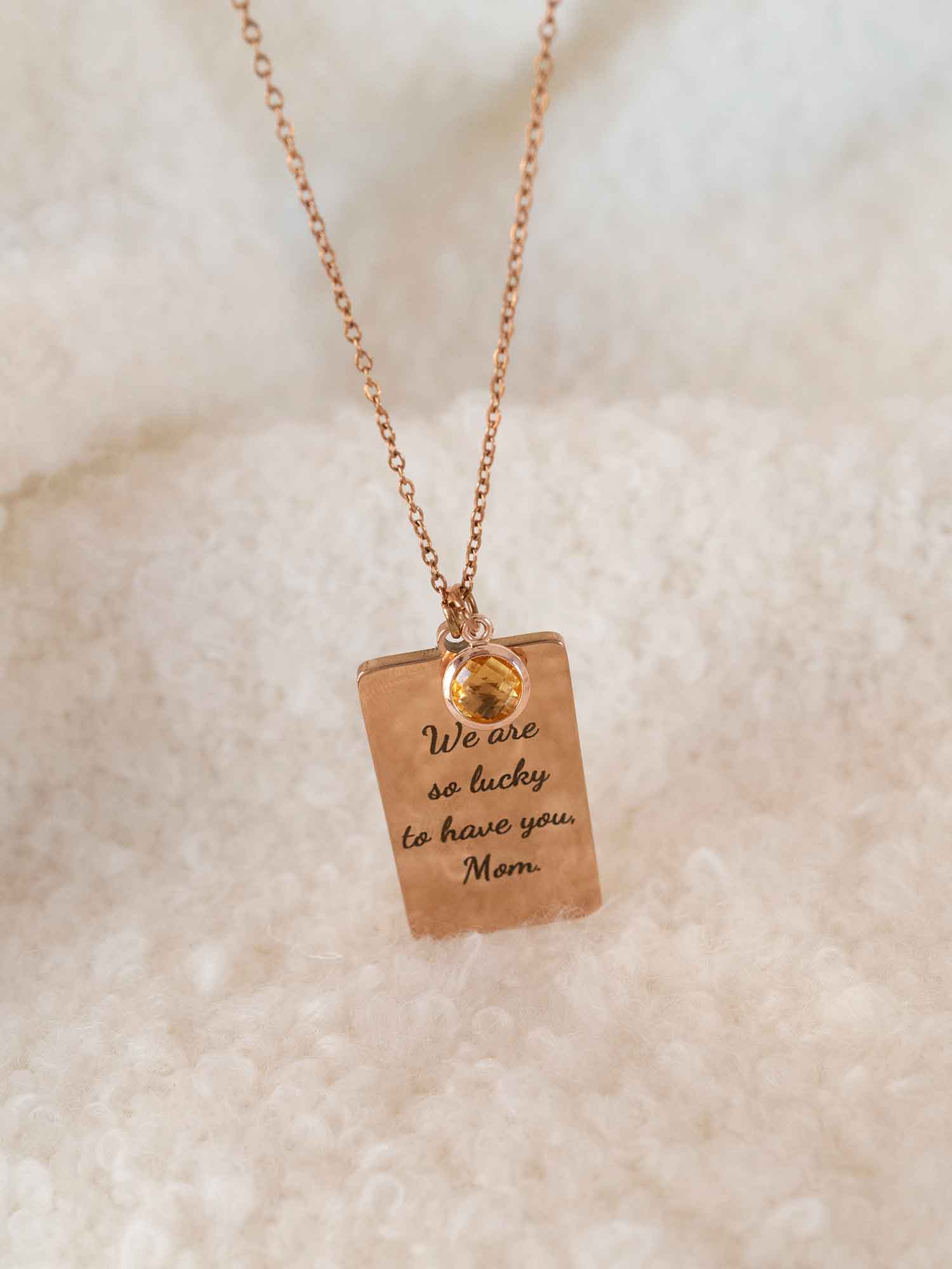 Personalized Birthstone Necklace: Custom Engraved Pendant