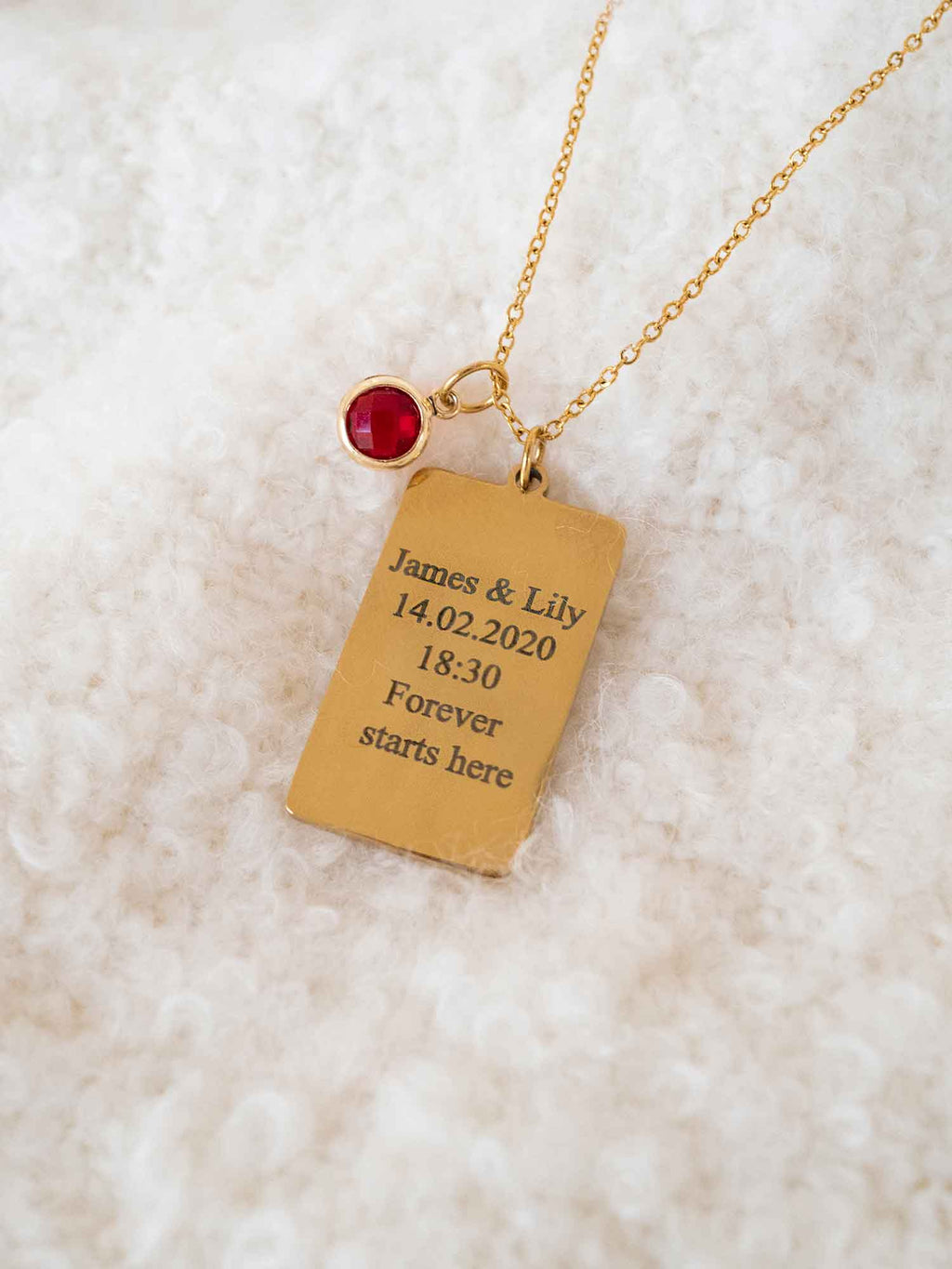 Personalized Birthstone Necklace: Custom Engraved Pendant