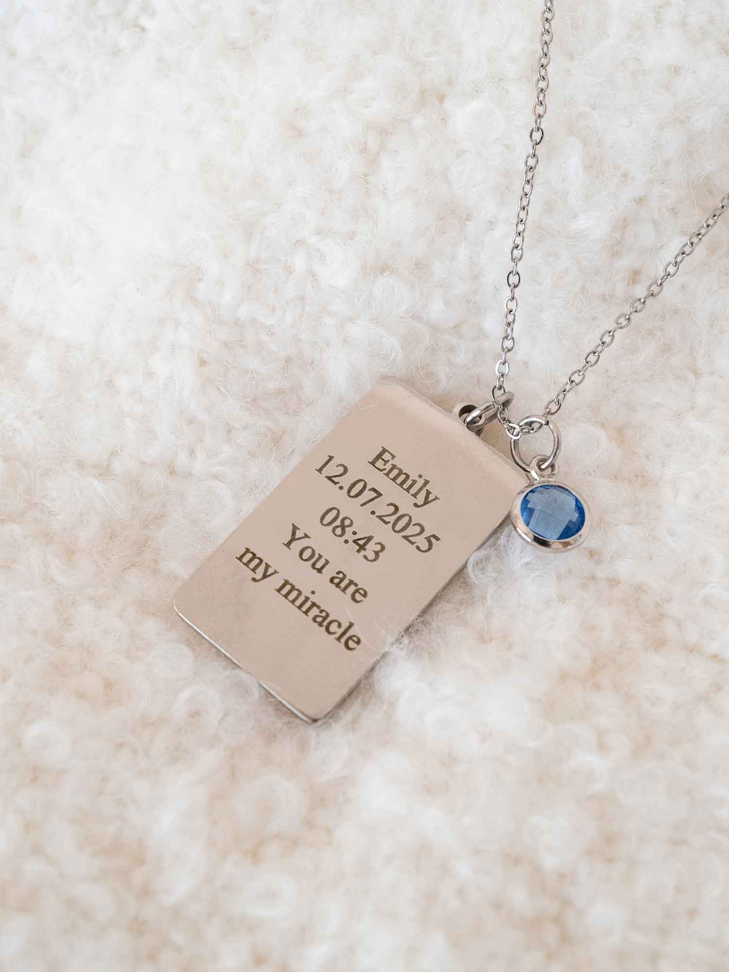 Personalized Birthstone Necklace: Custom Engraved Pendant
