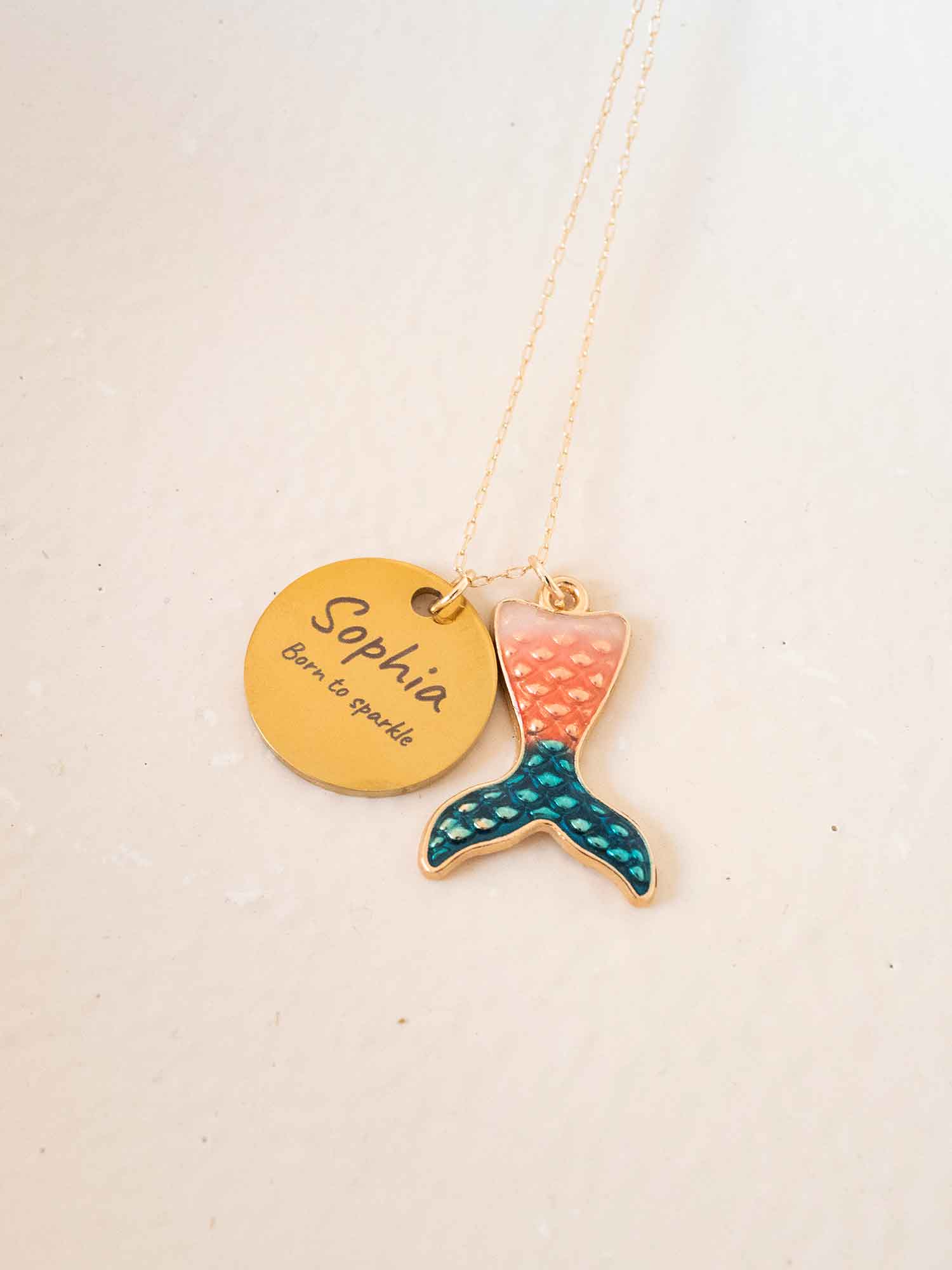 Personalized Mermaid Tail Necklace: Engraved Name Pendant