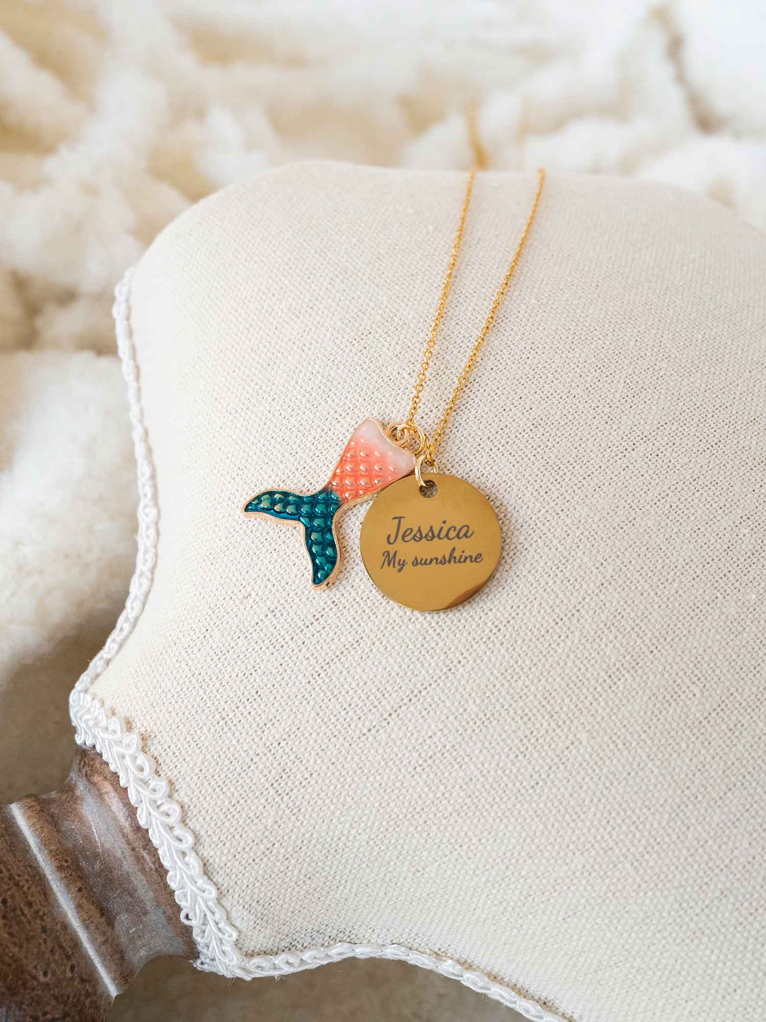 Personalized Mermaid Tail Necklace: Engraved Name Pendant