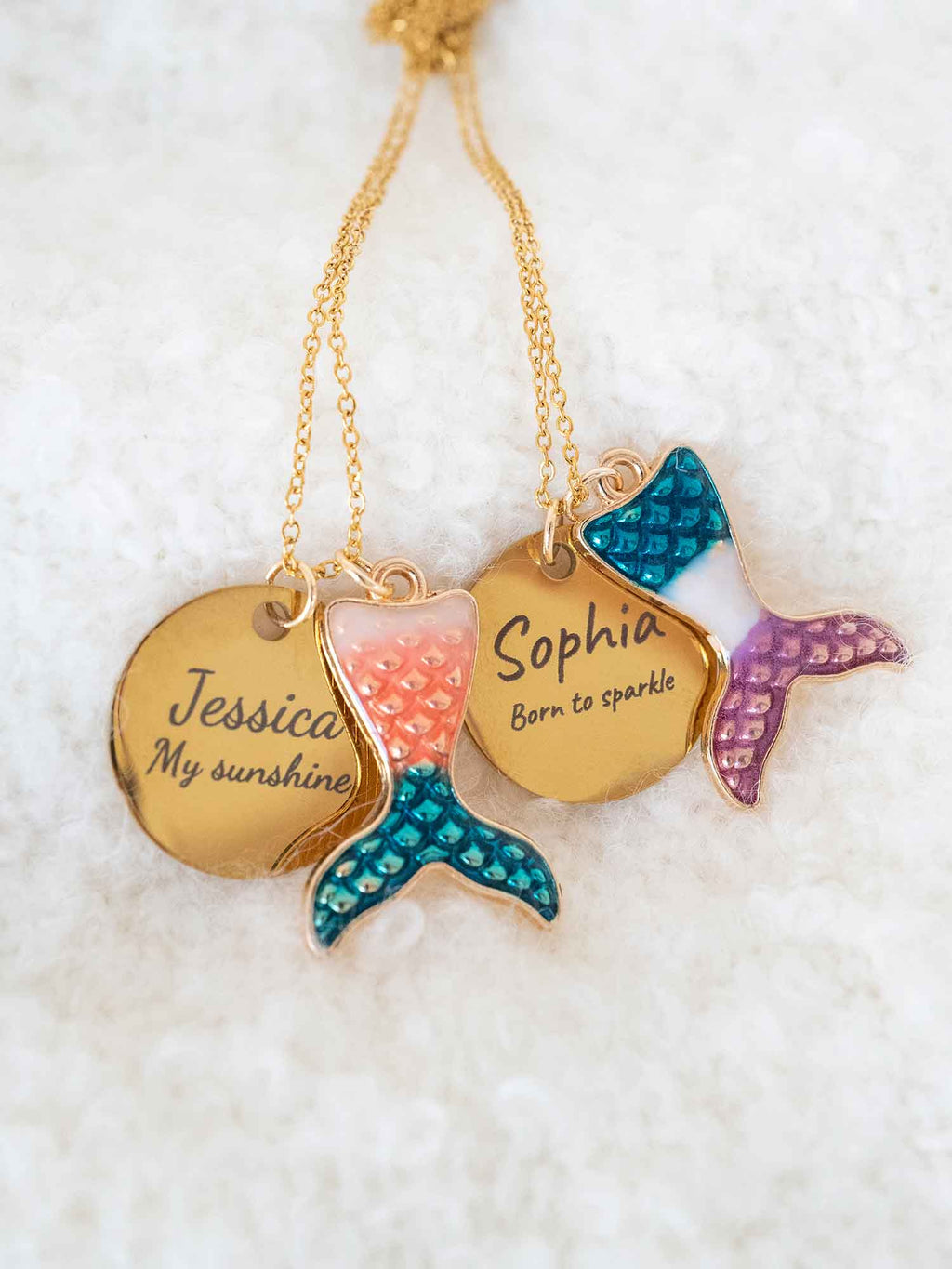 Personalized Mermaid Tail Necklace: Engraved Name Pendant
