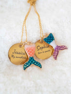 Personalized Mermaid Tail Necklace: Engraved Name Pendant