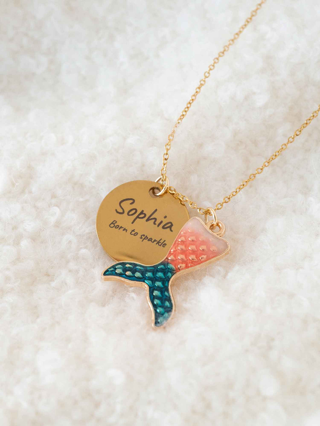 Personalized Mermaid Tail Necklace: Engraved Name Pendant