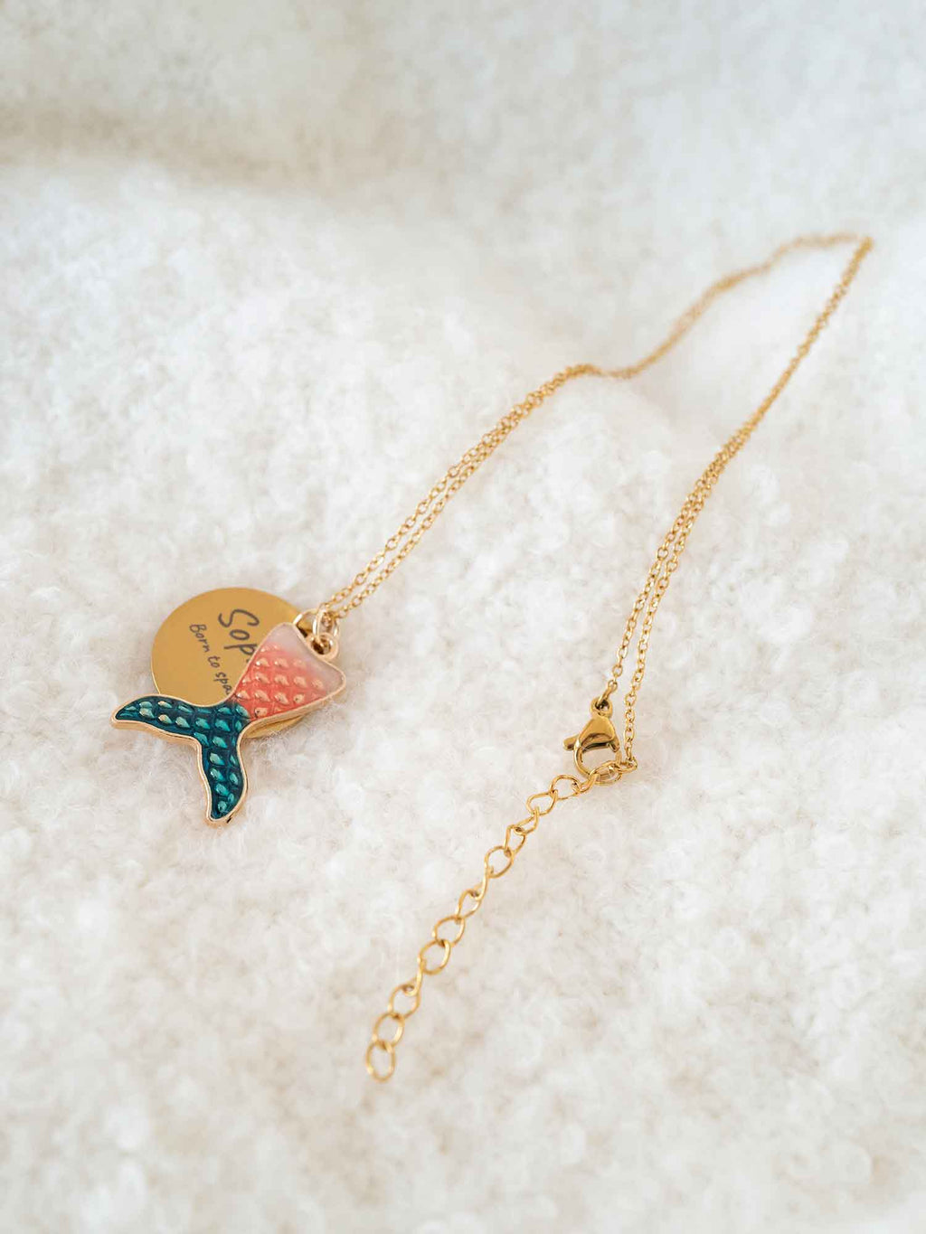 Personalized Mermaid Tail Necklace: Engraved Name Pendant