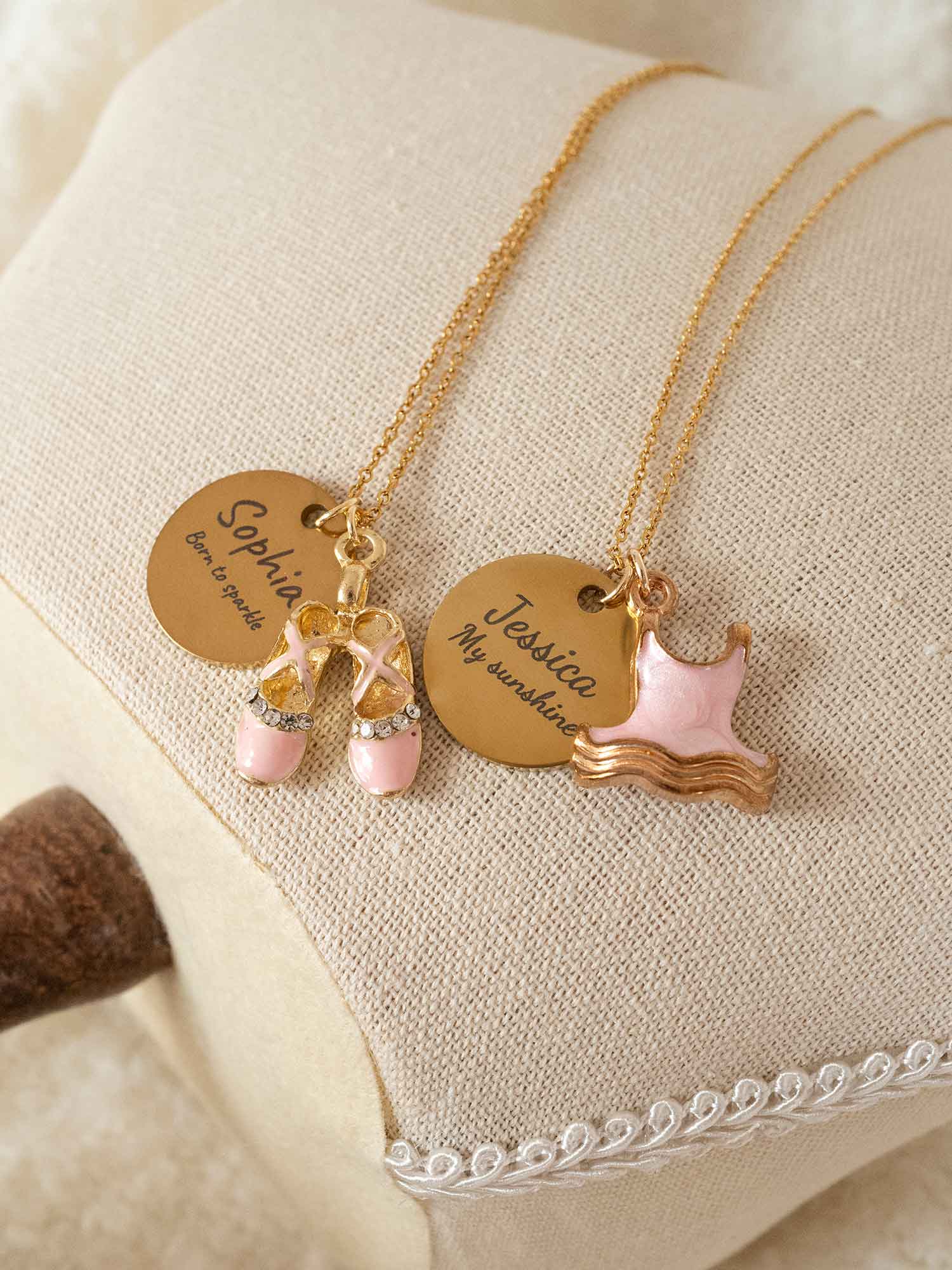 Personalized Ballerina Necklace: Custom Ballet Shoe and Tutu Charm
