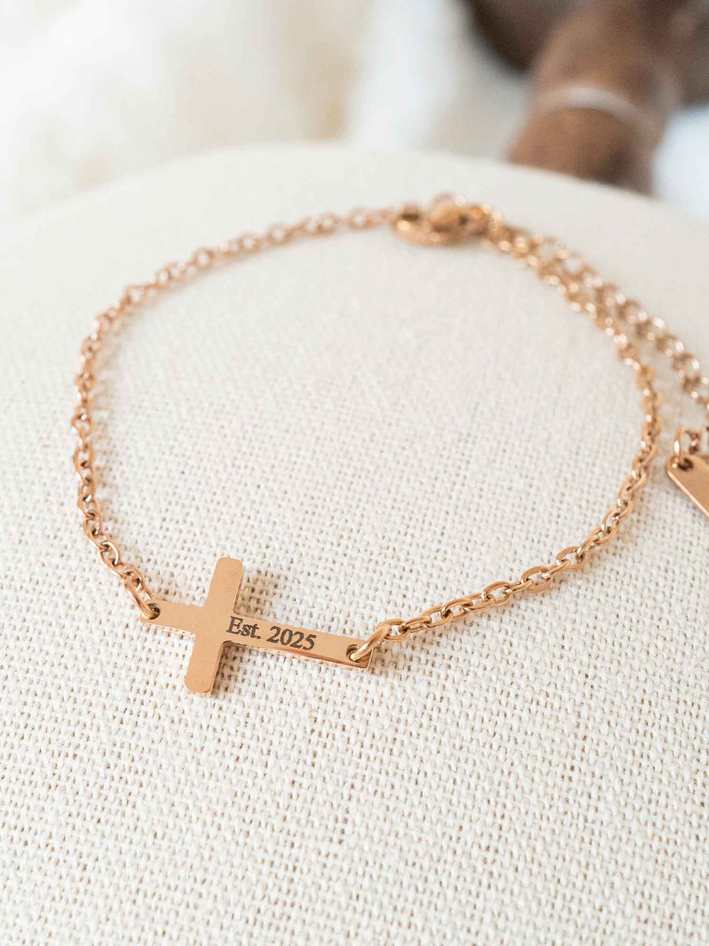 Personalized Cross Bracelet: Engraved Name, Date, Verse