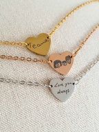 Custom Handwriting Heart Bracelet: Engraved Signature Jewelry, Memorial Gift