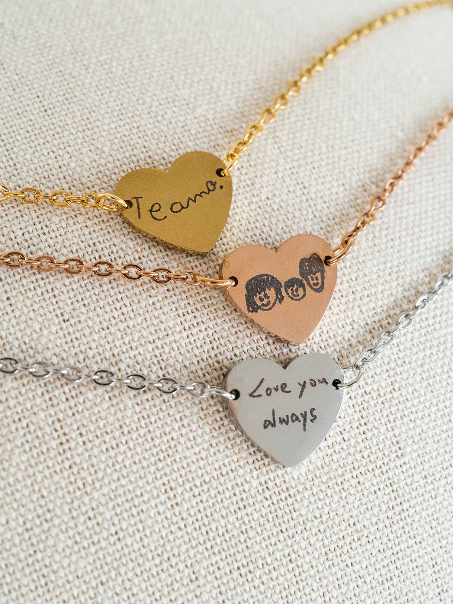 Custom Handwriting Heart Bracelet: Engraved Signature Jewelry, Memorial Gift