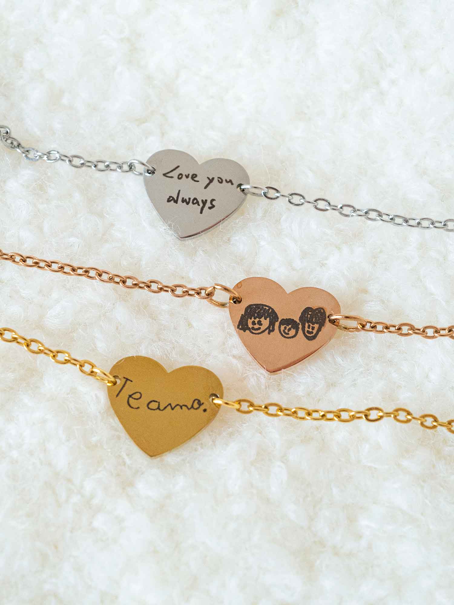 Custom Handwriting Heart Bracelet: Engraved Signature Jewelry, Memorial Gift