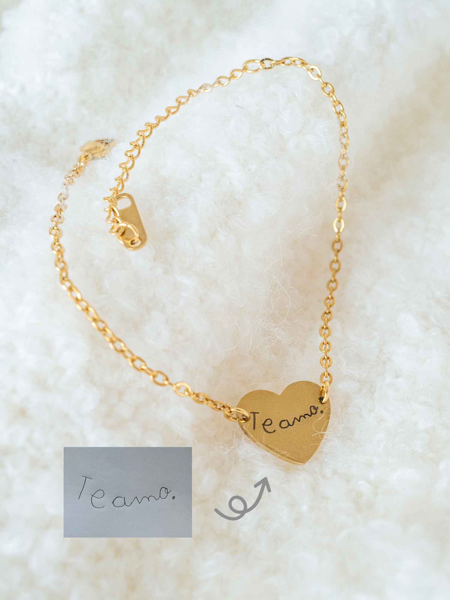 Custom Handwriting Heart Bracelet: Engraved Signature Jewelry, Memorial Gift