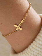Personalized Cross Bracelet: Engraved Name, Date, Verse