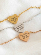 Personalized Heart Bracelet: Engraved Name/Date