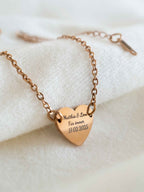 Personalized Heart Bracelet: Engraved Name/Date