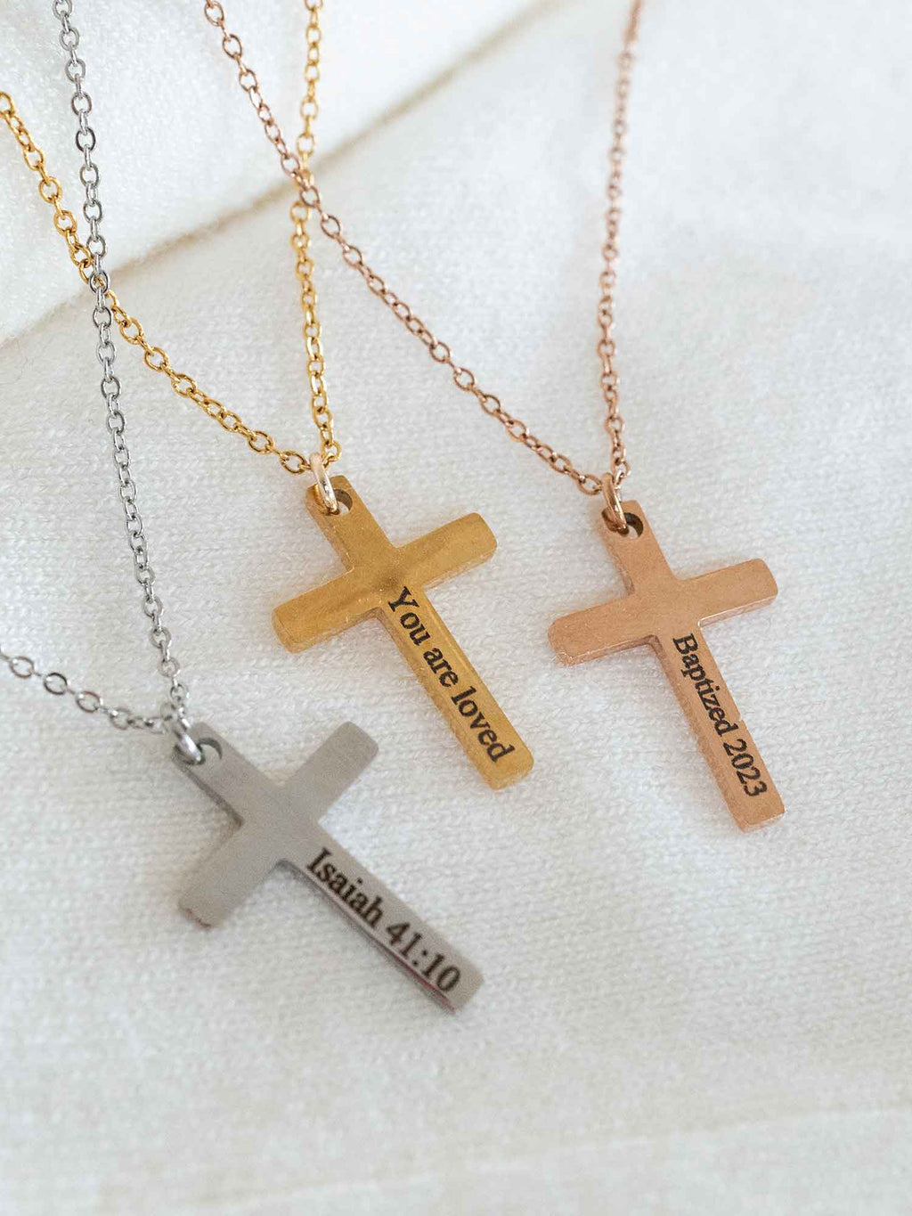 Personalized Cross Necklace: Engraved gift for baptisms, confirmations