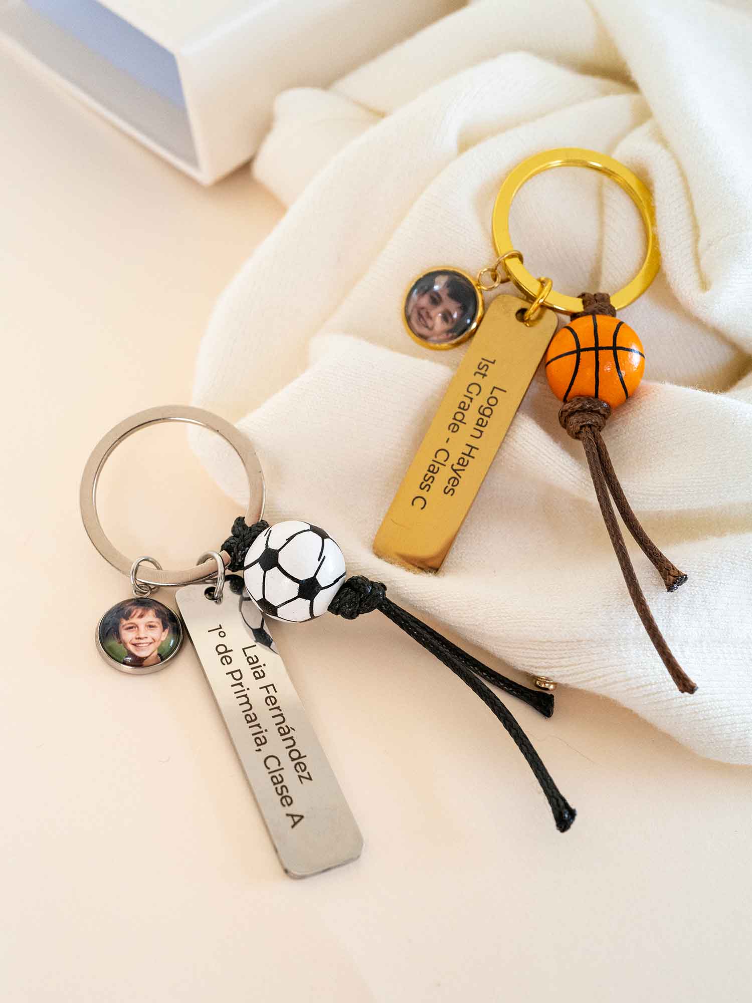 Custom Sports Photo Keychain, Personalized Engraved Name Tag