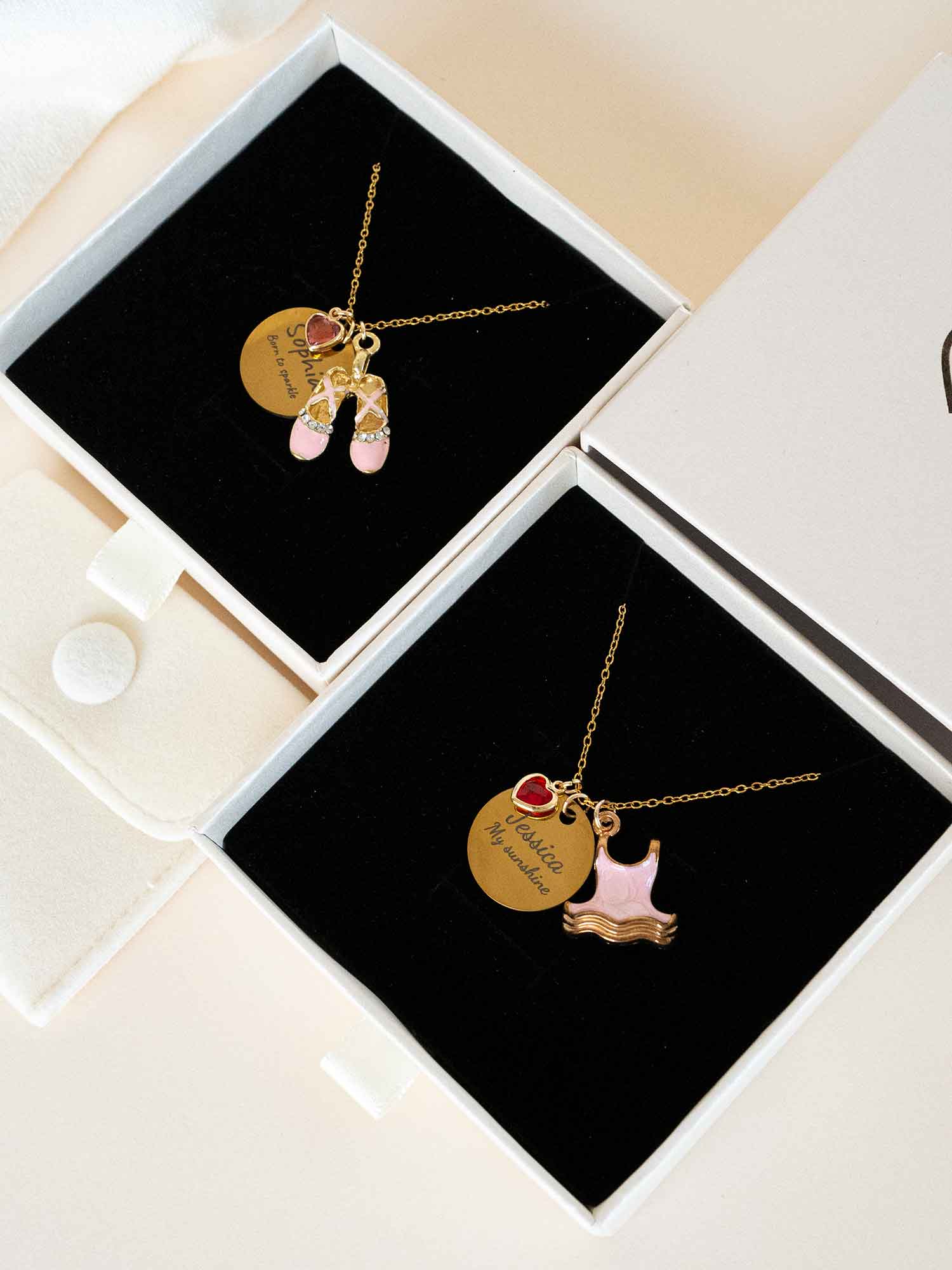 Custom Ballet Necklace with Heart Birthstone, Personalized Engraved Pendant