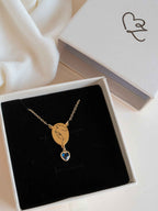 Virgin Mary Necklace with Birthstone, First Communion or Baptism Gift, Catholic Blessed Mother Pendant