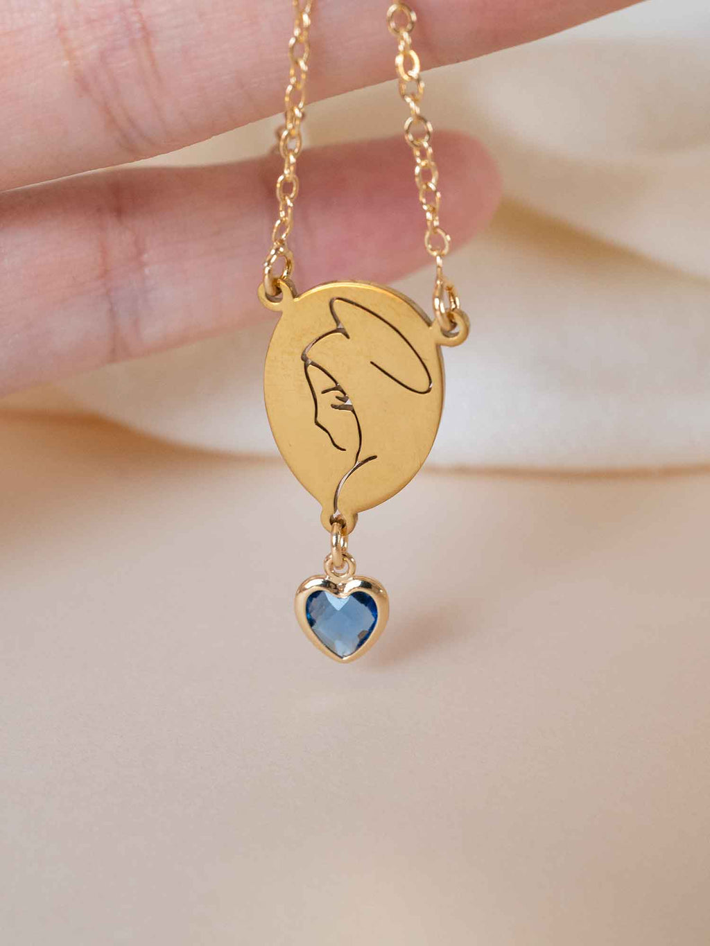 Virgin Mary Necklace with Birthstone, First Communion or Baptism Gift, Catholic Blessed Mother Pendant