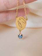 Virgin Mary Necklace with Birthstone, First Communion or Baptism Gift, Catholic Blessed Mother Pendant