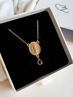 Our Lady of Guadalupe Necklace with Birthstone, Catholic Jewelry, Baptism or Communion Gift, Virgen de Guadalupe Pendant