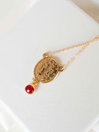 Our Lady of Guadalupe Necklace with Birthstone, Catholic Jewelry, Baptism or Communion Gift, Virgen de Guadalupe Pendant