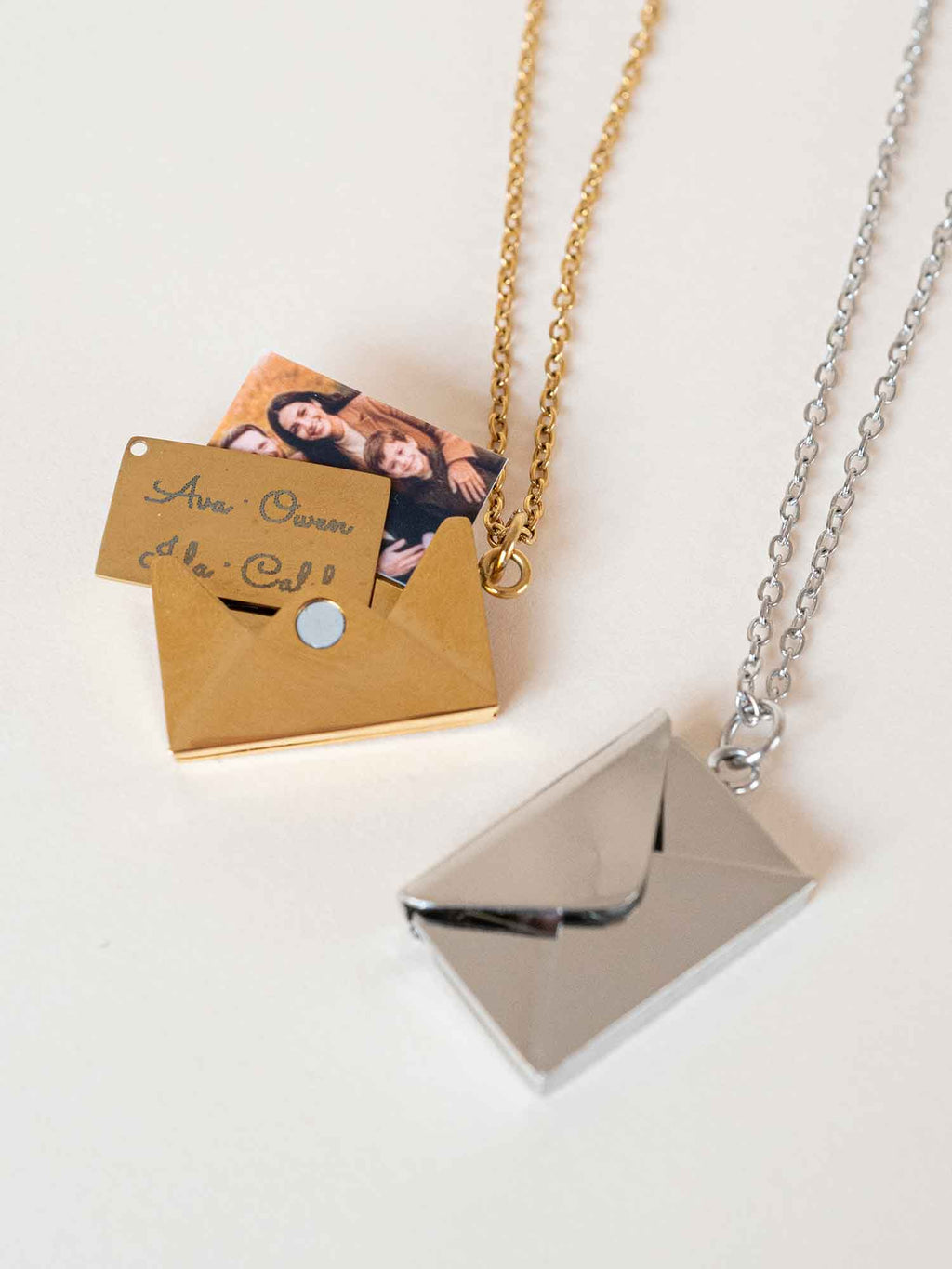 Personalized Photo Envelope Necklace, Custom Engraving Pendant, Hidden Photo Locket