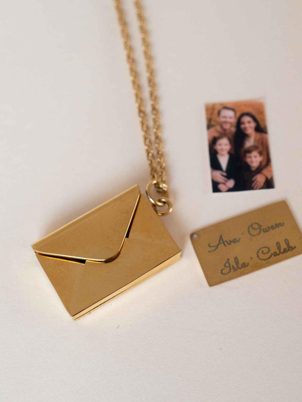 Personalized Photo Envelope Necklace, Custom Engraving Pendant, Hidden Photo Locket