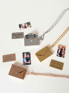 Personalized Photo Envelope Necklace, Custom Engraving Pendant, Hidden Photo Locket