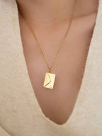 Personalized Photo Envelope Necklace, Custom Engraving Pendant, Hidden Photo Locket