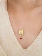 Our Lady of Guadalupe Necklace with Birthstone, Catholic Jewelry, Baptism or Communion Gift, Virgen de Guadalupe Pendant