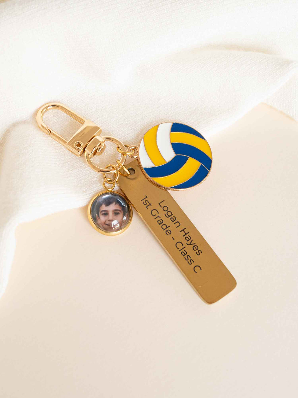 Personalized Sports Keychain with Photo, Engraved Name Bar
