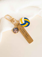 Personalized Sports Keychain with Photo, Engraved Name Bar