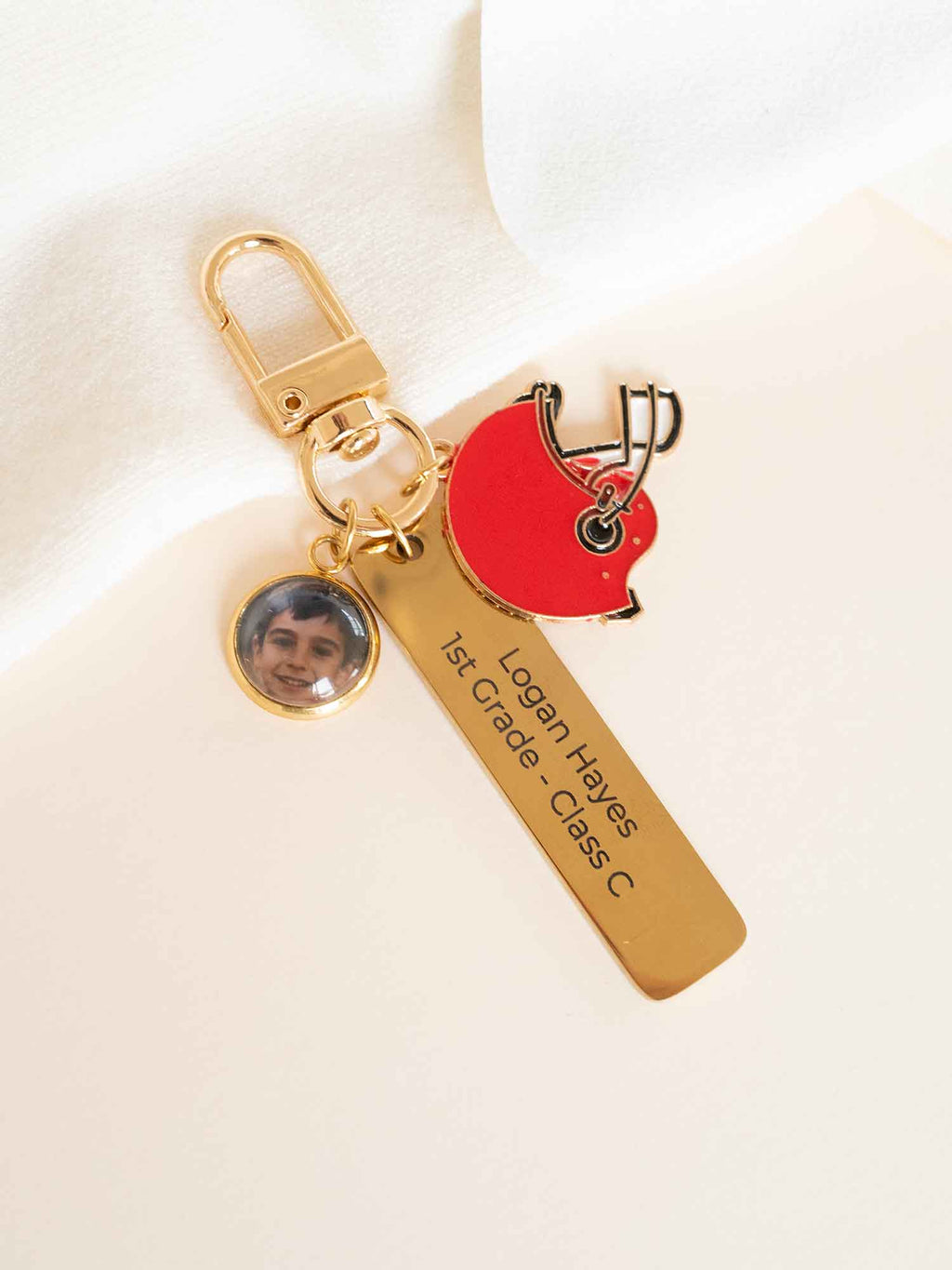Personalized Sports Keychain with Photo, Engraved Name Bar