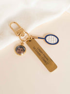 Personalized Sports Keychain with Photo, Engraved Name Bar