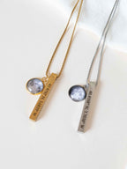 Personalized Coordinates Bar Necklace with Real Moon Phase , 4-Side Engraving