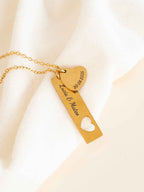 Personalized Bar and Circle Necklace Set, Custom Names Date Engraved