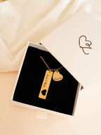 Personalized Bar and Circle Necklace Set, Custom Names Date Engraved