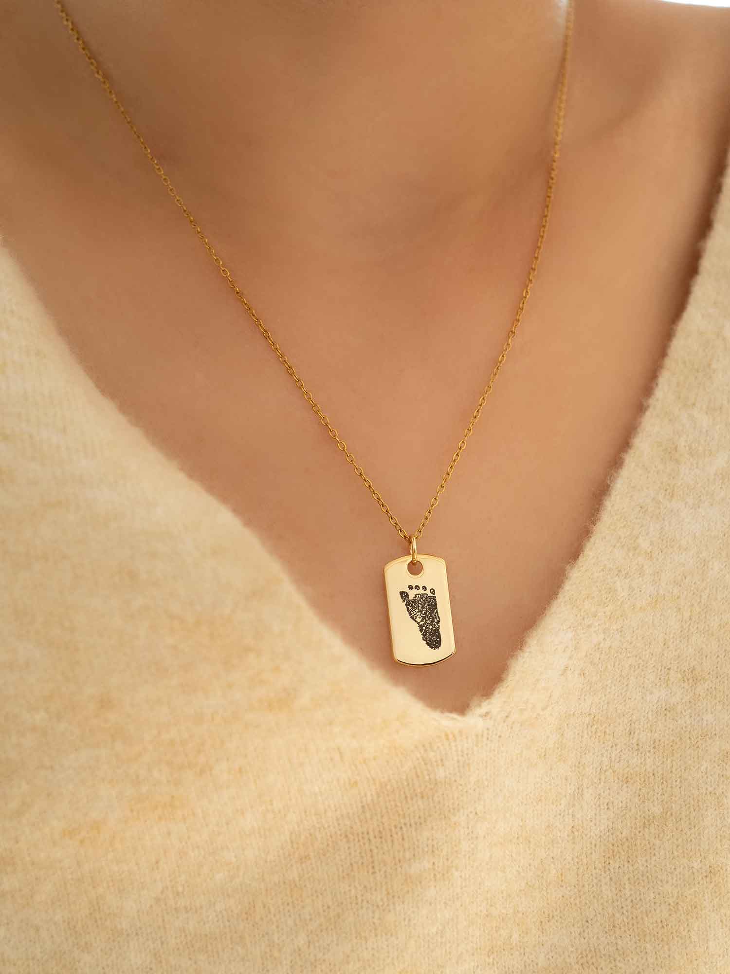 Custom Handprint Footprint Necklace